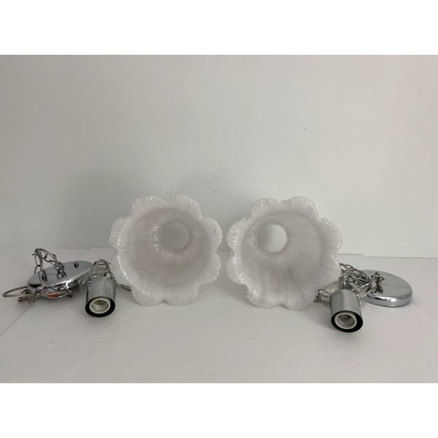 White 1960s Lucite Tulip Pendant Lights - a Pair For Sale - Image 8 of 9