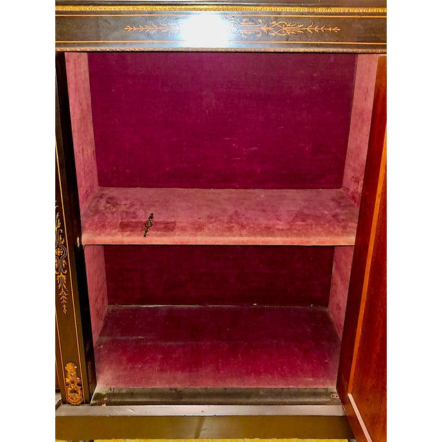 Ebony Mid 19th Century Napoleon III Second Empire Ebonized and Inlaid Credenza For Sale - Image 8 of 11