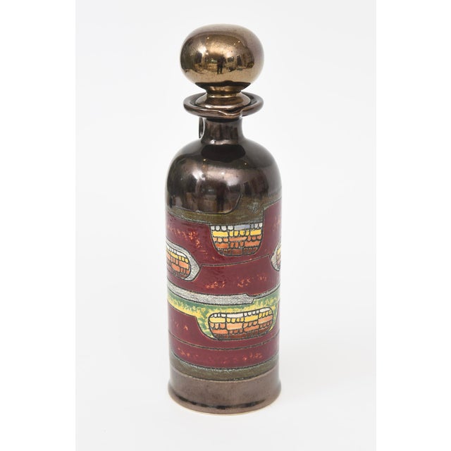 1970s Signed Glazed Ceramic Object Decanter by Vega Abstract For Sale - Image 5 of 12