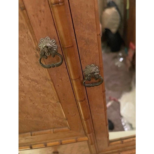 Wood Antique Miniature Birdseye Maple/*Pine Chinoiserie Wooden Armoire For Sale - Image 7 of 18