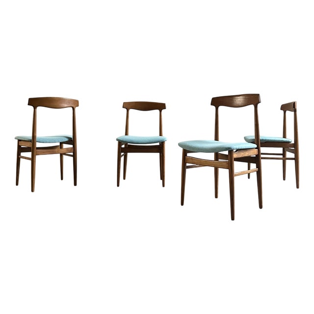 Vintage Danish Chairs in Teak and Fabric, 1960s, Set of 4 For Sale