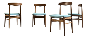 Vintage Danish Chairs in Teak and Fabric, 1960s, Set of 4