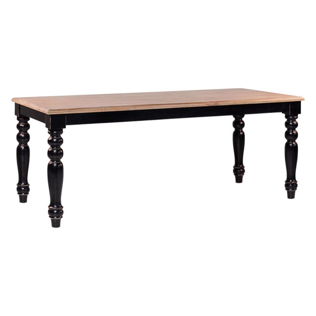 French Provincial style dining room table with black ebonized legs Handmade with solid wood.