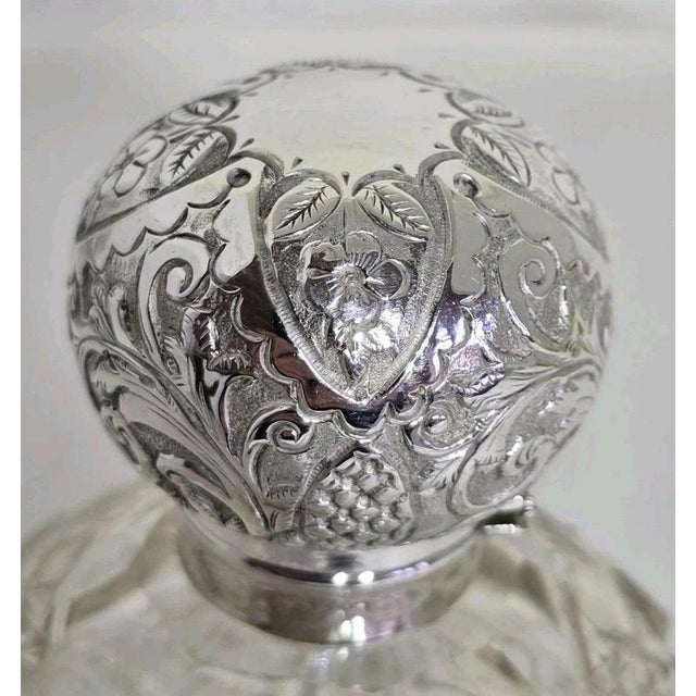 Antique Art Nouveau Cut Glass Scent Bottle from Henry Bushell & Co, Birmingham, 1902 For Sale - Image 9 of 18