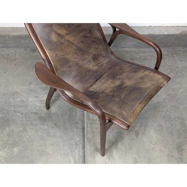 Mid Century Modern Leather Lamino Lounge Chair Attributed to Yngve Ekström for Swedese, c.1970s For Sale - Image 12 of 12
