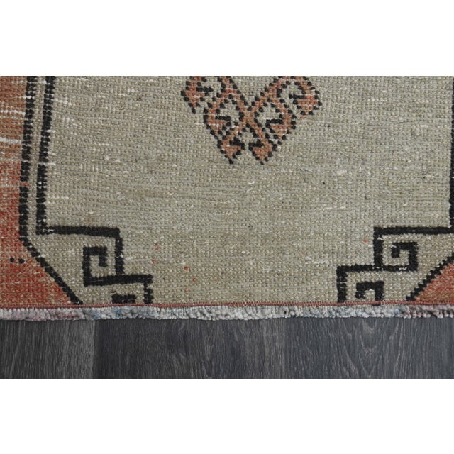 1970s Vintage Handmade Wool Cotton Orange Runner Rug For Sale In San Francisco - Image 6 of 10