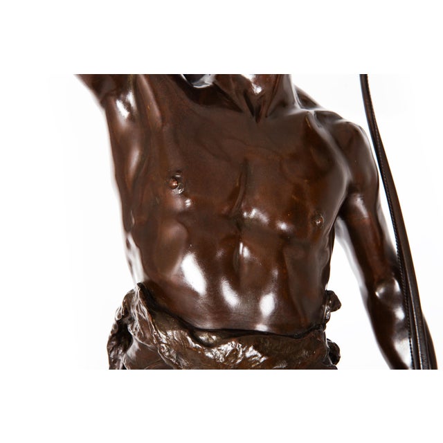 A Fine 36” H French Antique Bronze Sculpture “Victory” by Eugene Marioton For Sale - Image 9 of 18