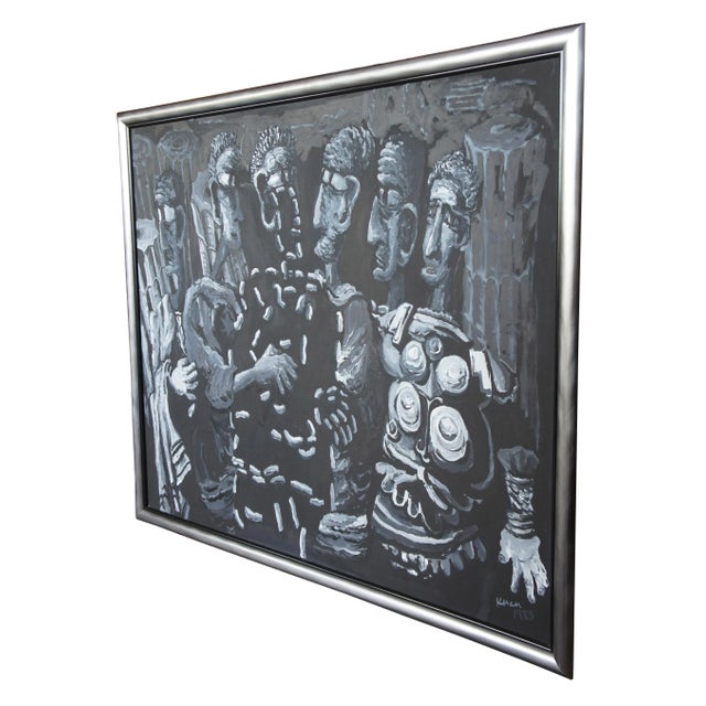 Contemporary 1980s The Senate Tom Keesee Black & White Expressionist Acrylic Painting For Sale - Image 3 of 13