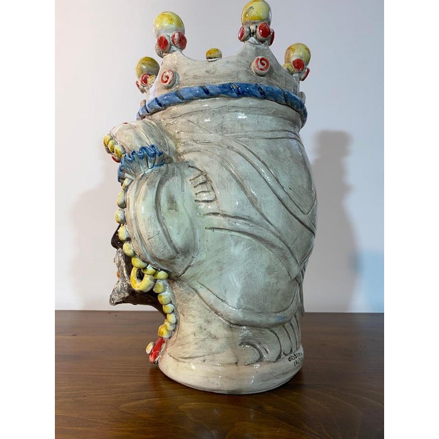 Sicilian Ceramic Heads from Caltagirone, Set of 2 For Sale - Image 17 of 18