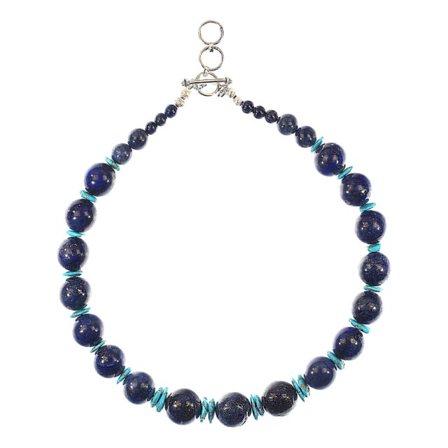 Ajd 19 Inch Lapis Lazuli and Sleeping Beauty Turquoise Necklace For Sale