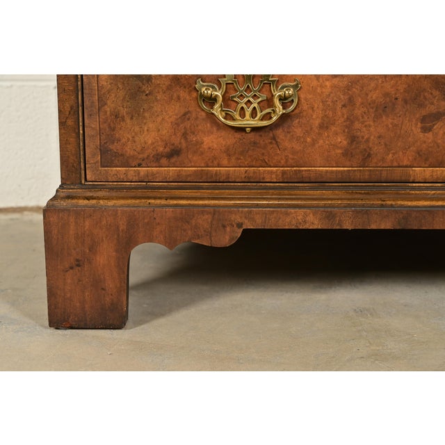 Baker Furniture Georgian Banded Burled Walnut Drop Front Secretary Desk With Bookcase Hutch For Sale - Image 13 of 16