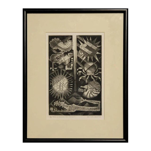 1981 “Truth Is Stranger Than Fiction” Black and White Abstract Etching Edition 4/15 by Margaret Smithers Crump, Framed For Sale - Image 10 of 10