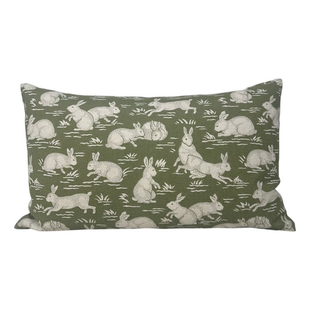 Cottontails Pillow Cover in Sage Green, 12x20 Pillow For Sale