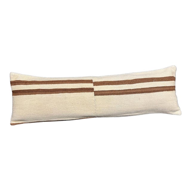 Turkish Hemp Pillow Cushion Natural Beige Brown Cushion Cover 14"x45" For Sale