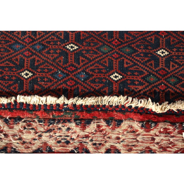 1950s Vintage Mid-Century Soumak Red and Blue Wool Kilim Rug For Sale - Image 5 of 6