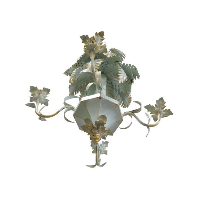 Vintage Hollywood Regency Style Tolle Palm Tree Bamboo Chandelier For Sale - Image 9 of 11