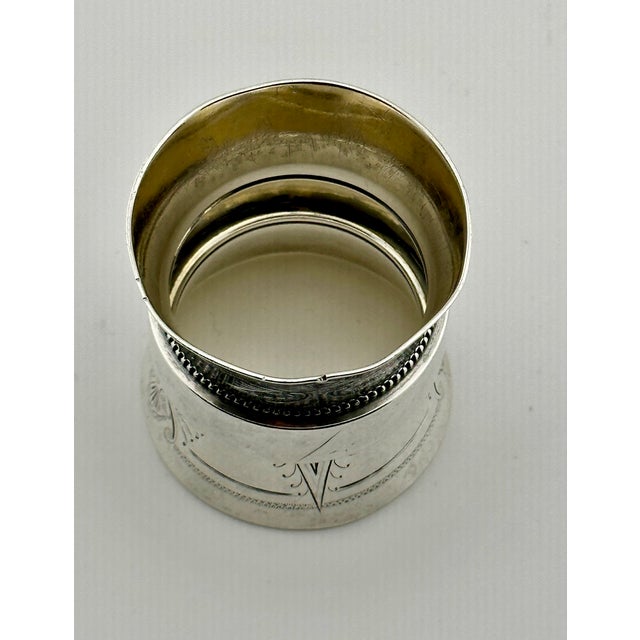 Unusual Style Extra Large Size Antique American Heavy Solid Coin Silver Napkin Ring - Circa 1860s For Sale - Image 15 of 17