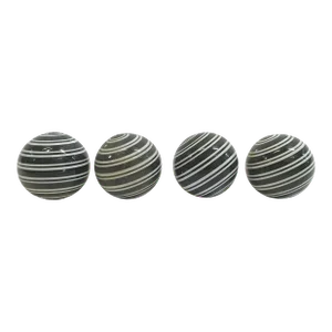 Vintage Ceramic Black/White Stripe Balls, S/4