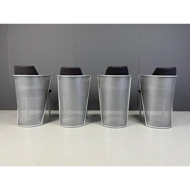Black Postmodern Metal Dining Chairs, 1980s, Set of 4 For Sale - Image 8 of 13