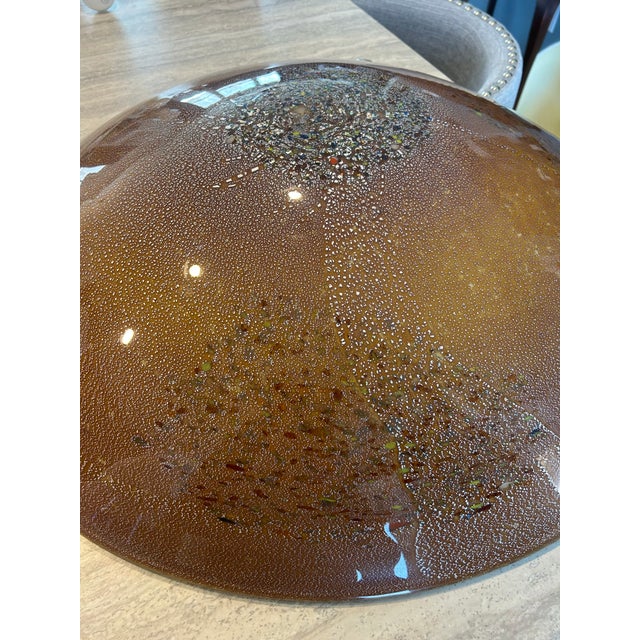Stiffel Meyda Lighting (From the Metro Fusion Collection)-Fused Amber Art Glass 30” Inverted Bowl Chandelier For Sale - Image 4 of 11