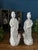 Antique blanc de chine Guanyin statue pair, crafted in luminous white porcelain with exceptional applied beadwork, flowing...