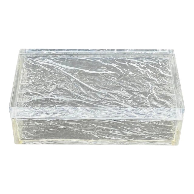 Italian Rectangular Box in Acrylic Glass with Ice Effect, 1970s For Sale