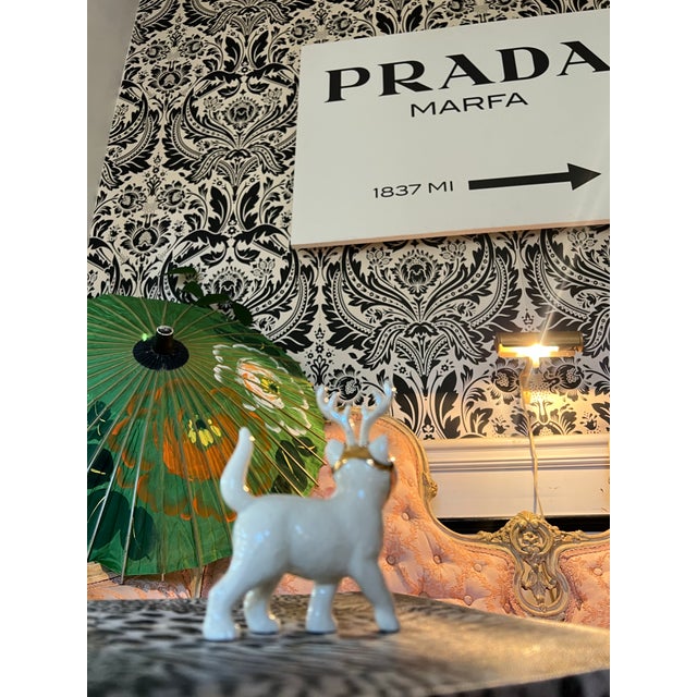 1970s Vintage Lennox Ceramic Christmas Cat With Reindeer Antlers For Sale - Image 5 of 7