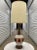 Mid-Century Modern Tall Glazed Ceramic Painted Single Gourd Table Lamp and Barrel Shade - a Pair For Sale - Image 10 of 13