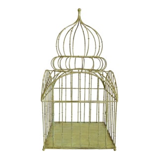 Green Metal Vintage Victorian Birdcage For Sale