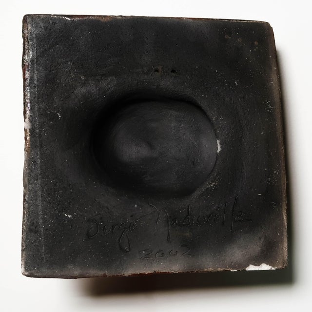 Late 20th Century Vintage Ceramic Mask Wall Sculpture Signed by Artist Sergio Naduville For Sale - Image 10 of 10