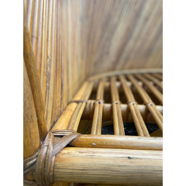 Stunning Split Reed + Rattan Barrel Club or Lounge Chair | Hollywood Regency to Mid Century Modern in a Gabriela Crespi For Sale - Image 10 of 11