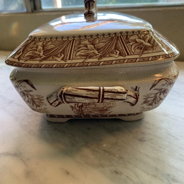 Grindley Antique English Ironstone Grindley Aesthetic Movement Transferware Tureen For Sale - Image 4 of 12