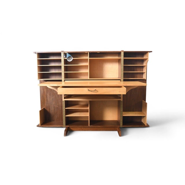 German Walnut "Desk in a Box" Home Office Cabinet, 1960s For Sale - Image 17 of 17