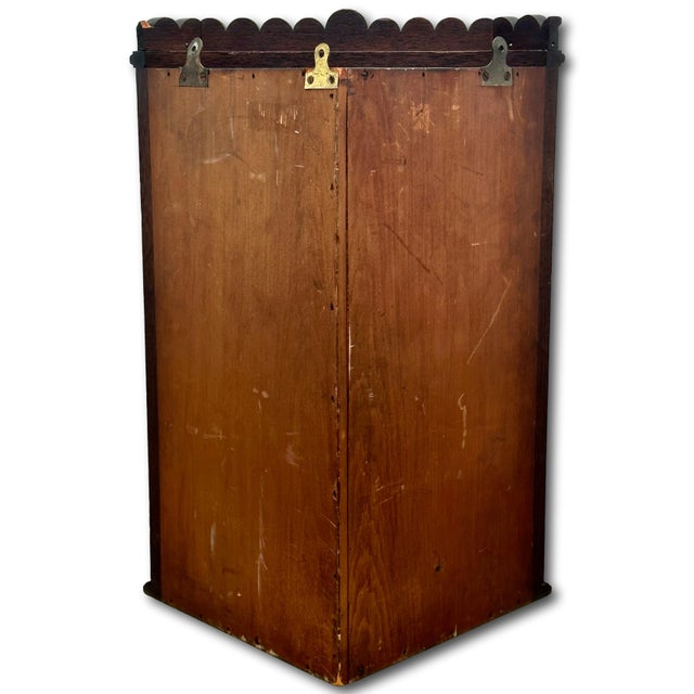 Outstanding Antique Beautifully Hand Carved Solid Mahogany Wall Hanging Corner Cabinet - Signed & Dated 1900 For Sale - Image 18 of 18
