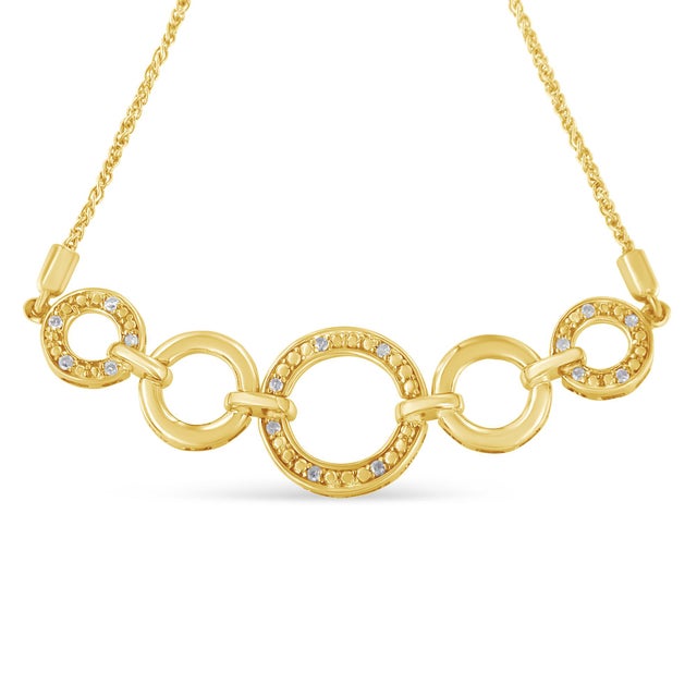 10K Yellow Gold over .925 Sterling Silver Diamond Accented Graduated Infinity Open Circle 6��-9�� Adjustable Bolo Bracelet (H-I Color, I2-I3 Clarity) For Sale - Image 4 of 6