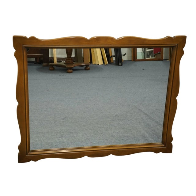 Wood Drexel Furniture Basque Provincial Collection Solid Maple French Inspired 45" Scalloped Dresser / Wall Mirror 315-220-2 For Sale - Image 7 of 7