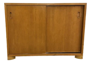 Mid Century John Widdicomb Walnut Sideboard Chest With Sliding Doors