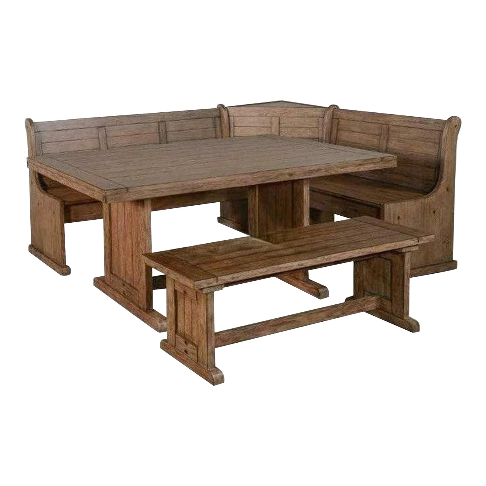Rustic Breakfast Nook Set With Corner and Side Benches - Set of 3 ...