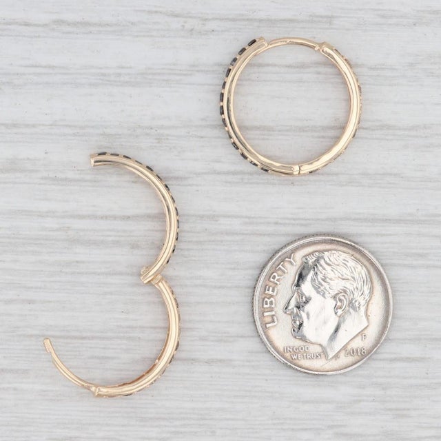 New Nina Nguyen 0.64ctw Diamond Hoop Earrings 14k Yellow Gold Hinged Snap Top - 2 Pieces For Sale - Image 4 of 4