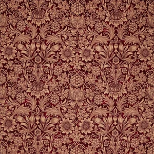 Morris & Co Sunflower Velvet Fabric in Kermes/Birch