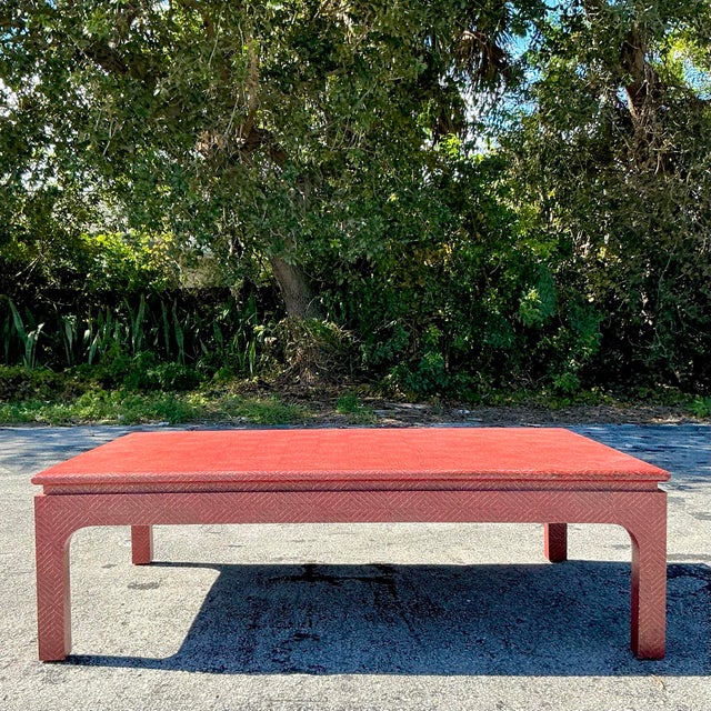 Late 20th Century Vintage Boho Harrison Van Horn Grasscloth Coffee Table For Sale - Image 5 of 10