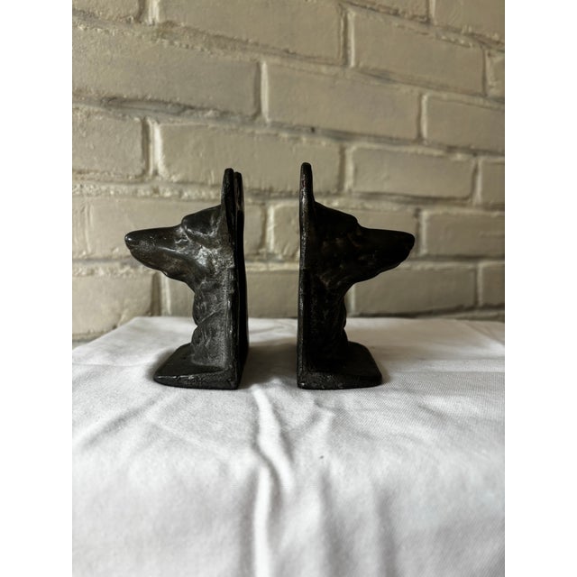 Early 20th Century Pair of Cast Iron German Shepherd Dog Bookends For Sale - Image 4 of 5