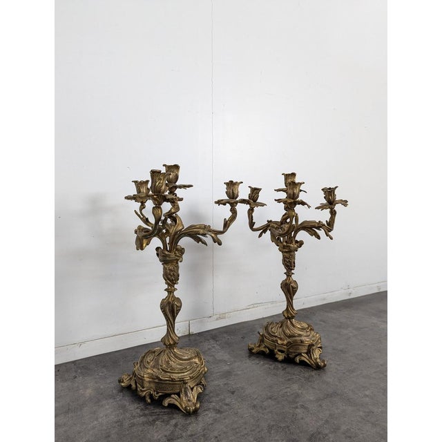 Vintage Gilt Bronze Candelabras, Set of 2, in Very Good conditions.