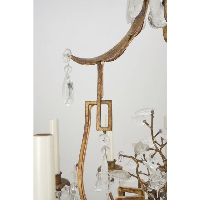 Vintage French Rock Crystal Wrought Iron Chandelier - Restored For Sale - Image 4 of 9