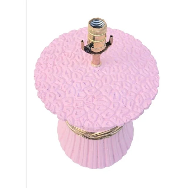 Hollywood Regency Vintage Custom Hand Painted Bunched Up Sheaf of Wheat Light Pink Gold Braided Plaster Table Lamp For Sale - Image 3 of 7