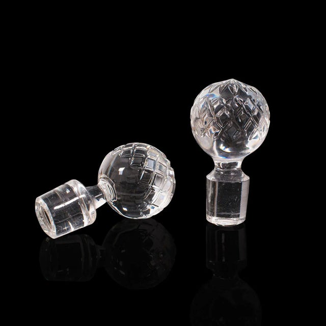 1950s Pair of Vintage English Glass Decanters For Sale - Image 11 of 13