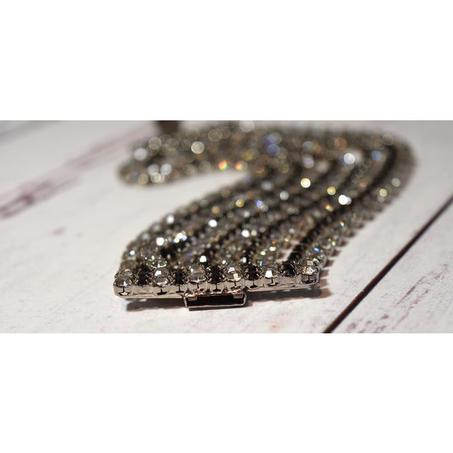 Vintage Alexis Kirk Wide Black & Clear Rhinestone Bracelet For Sale In Philadelphia - Image 6 of 15