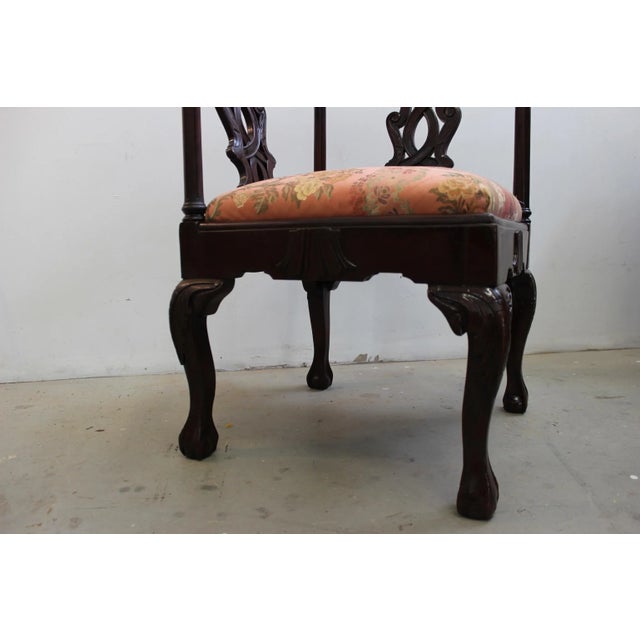 Chippendale Mid 20th Century Chippendale Style Carved Mahogany Corner Chair For Sale - Image 3 of 5