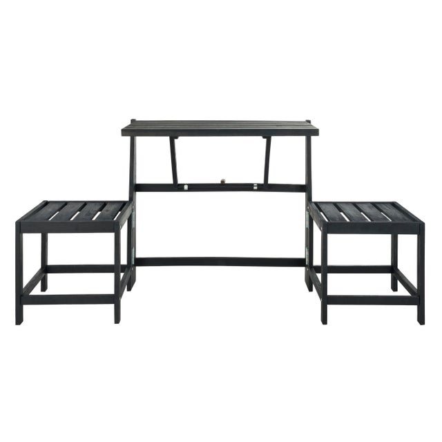 Slate Gray Belamy Outdoor Transformer Bench in Dark Slate Grey For Sale - Image 8 of 10