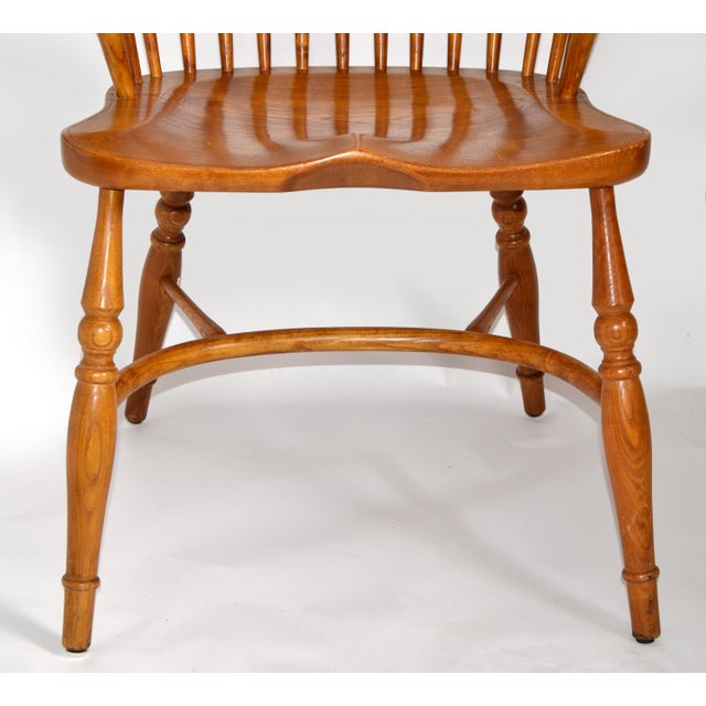 Late 19th Century Solid Wood English Country Armchair Windsor Carver Elbow Chair For Sale - Image 9 of 13